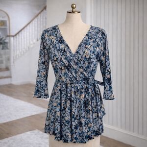 Free People All The Right Ruffles Romper Mini Dress Floral Print Long Sleeve